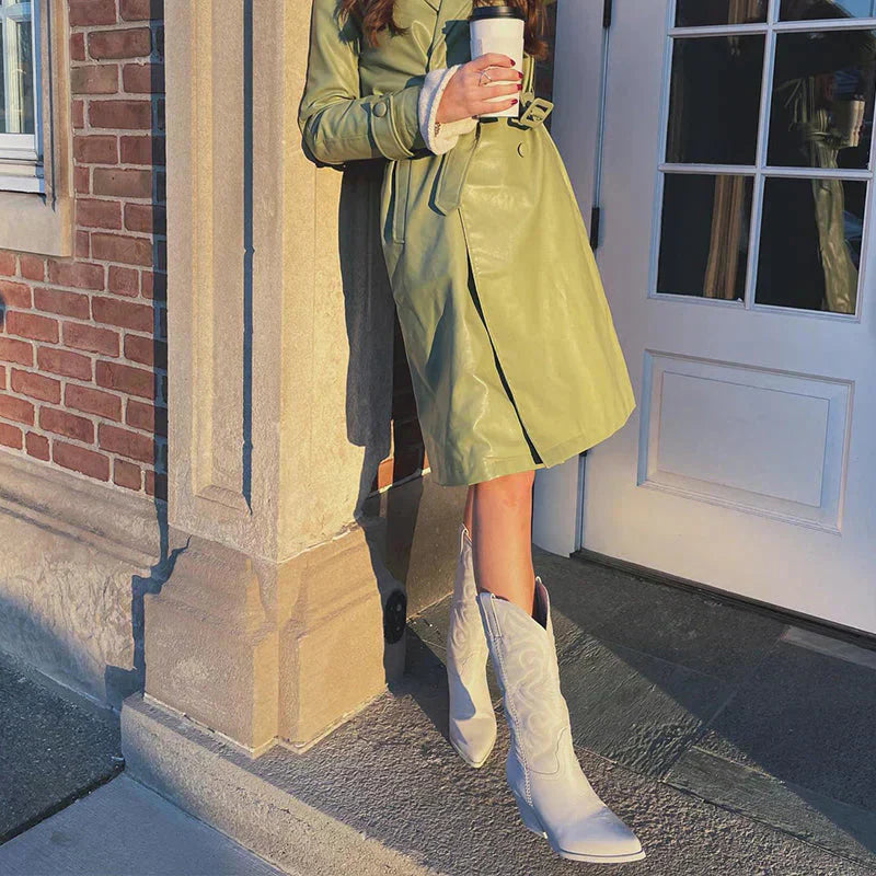 Glevato | Women's Cowboy Boots with Metallic Finish