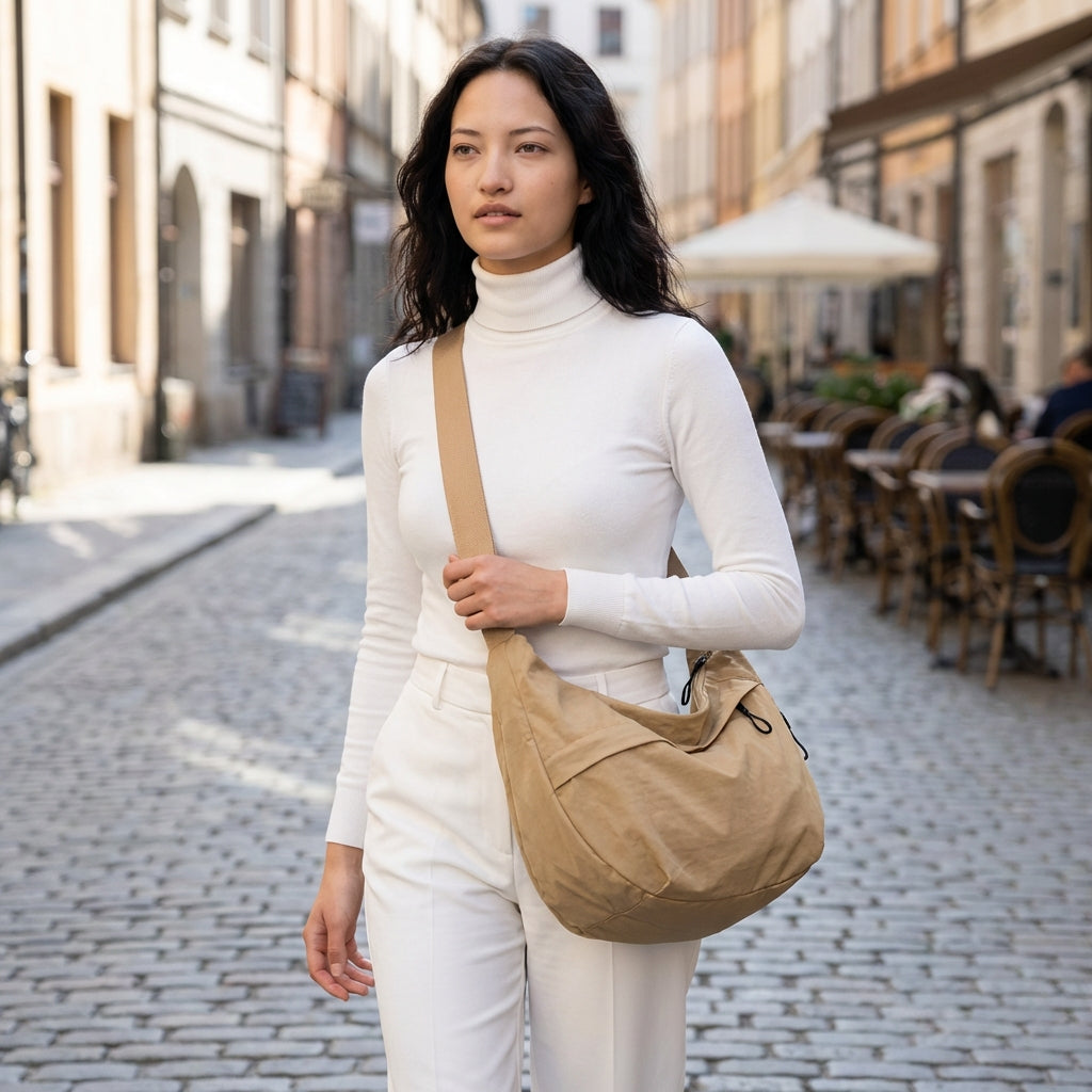 Glevato | Women's Crescent Sling Bag with Braided Detail