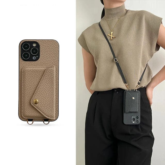 Glevato | Women's Crossbody Phone Case with Card Holder & Lanyard