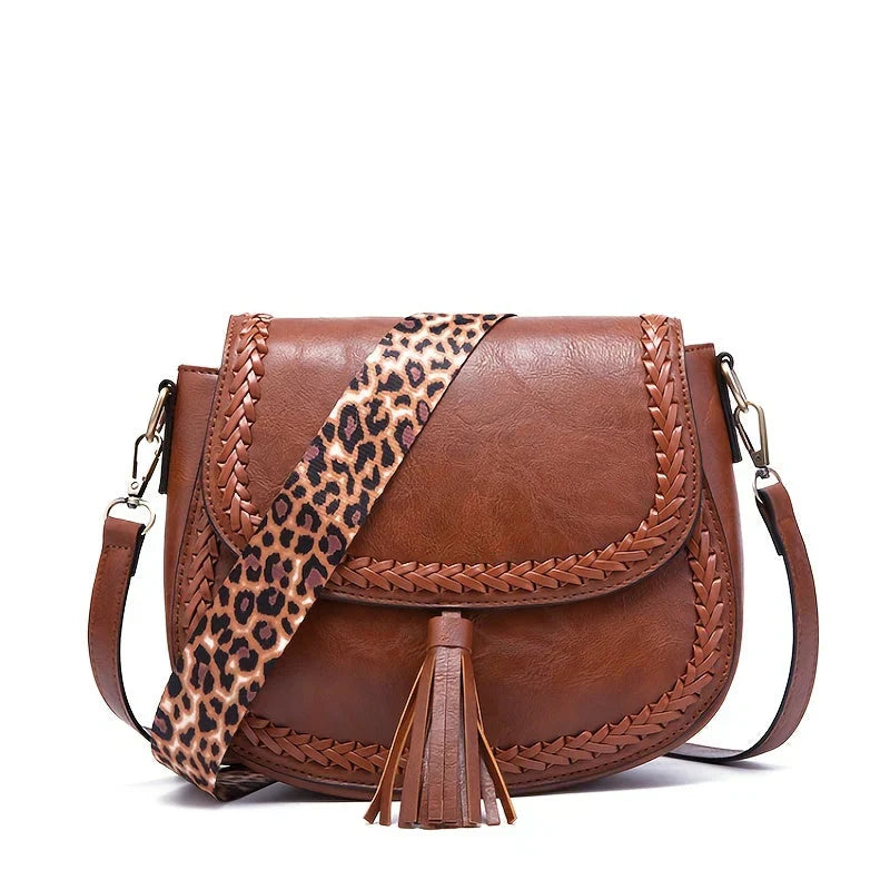 Glevato | Women's Crossbody Saddle Bag with Tassel
