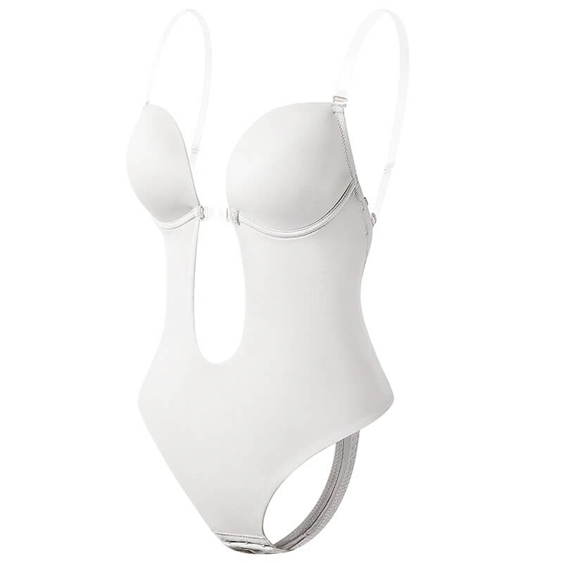 Glevato | Women's Deep V Backless Body Shaper Bodysuit
