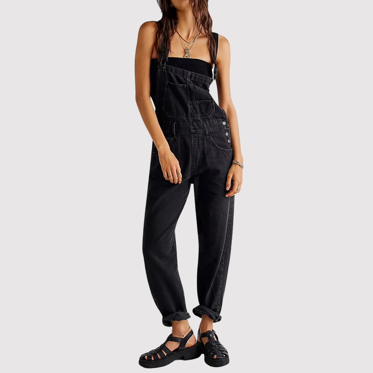 Glevato | Women's Denim Bib Overalls Relaxed Fit