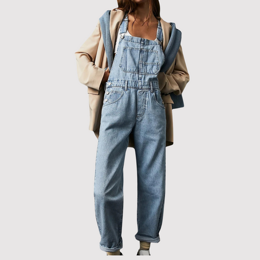 Glevato | Women's Denim Bib Overalls Relaxed Fit