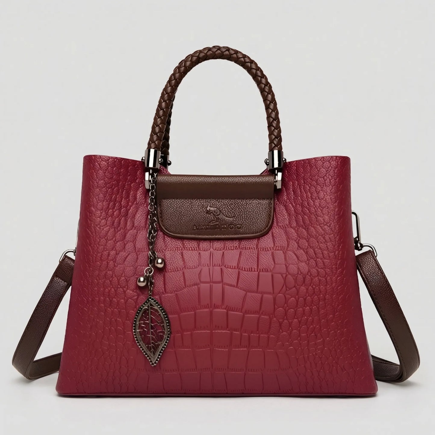 Glevato | Women's Embossed Tote Bag with Braided Handle