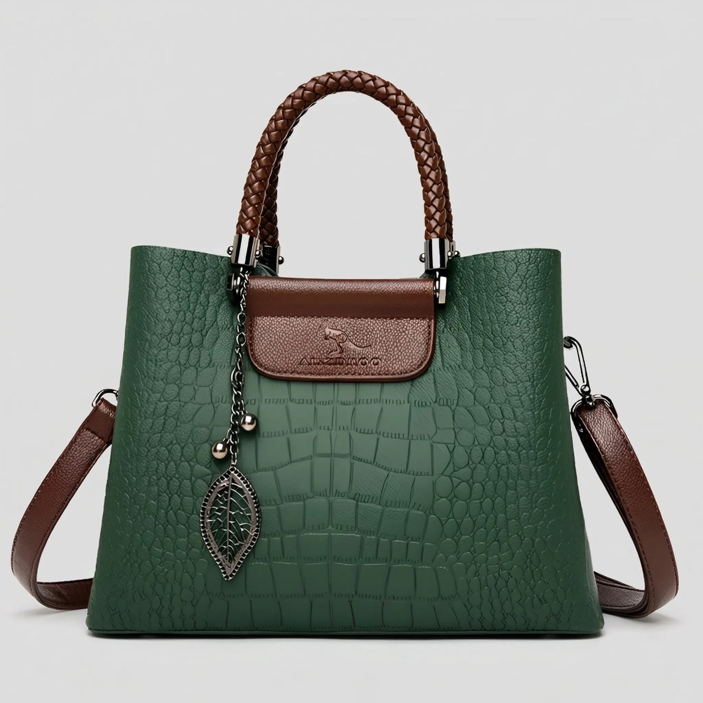 Glevato | Women's Embossed Tote Bag with Braided Handle
