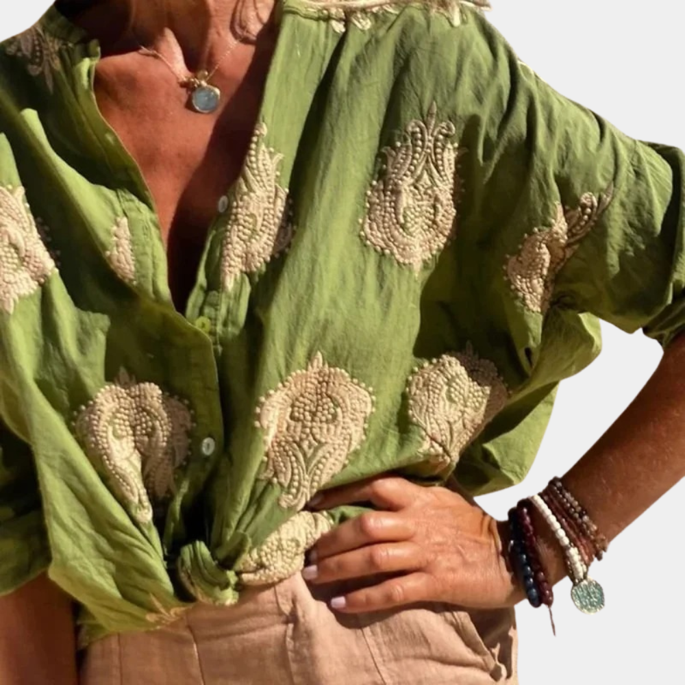 Glevato | Women's Embroidered Button-Down Shirt
