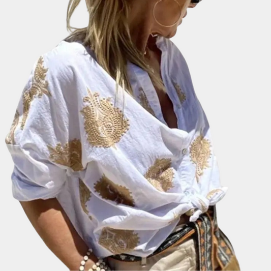 Glevato | Women's Embroidered Button-Down Shirt