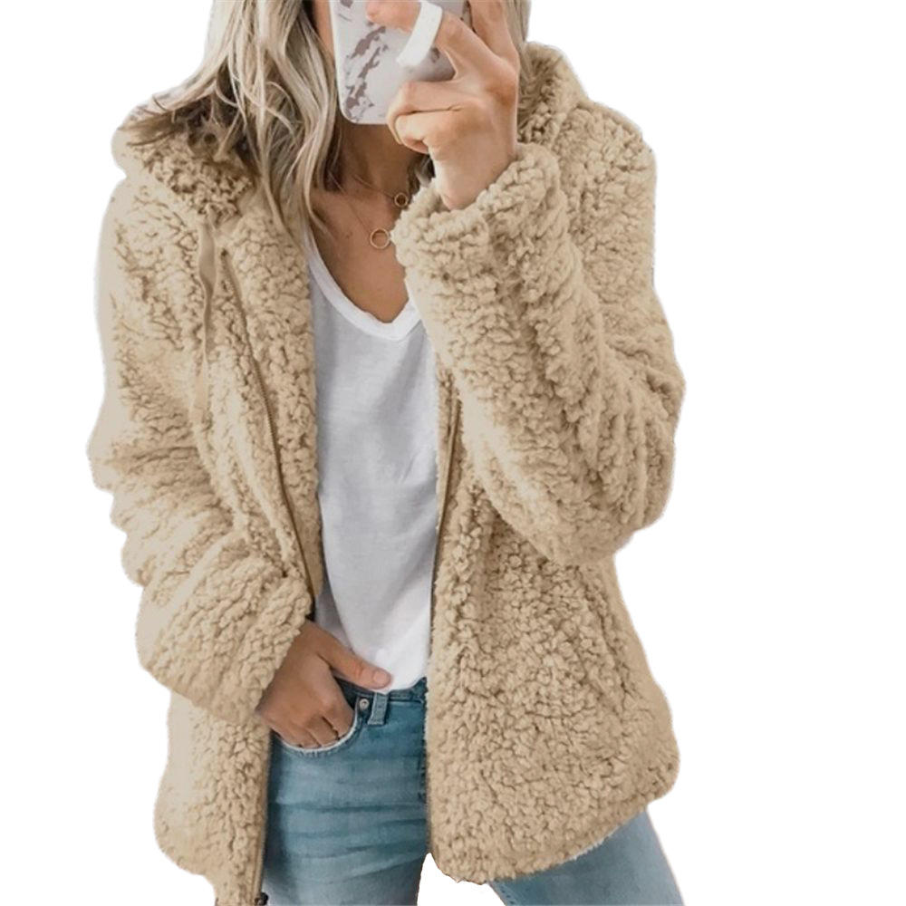 Glevato Women's Fashion | Elegant Bear Teddy Fur Coat: Soft Fleece Coat with Pockets and Zipper