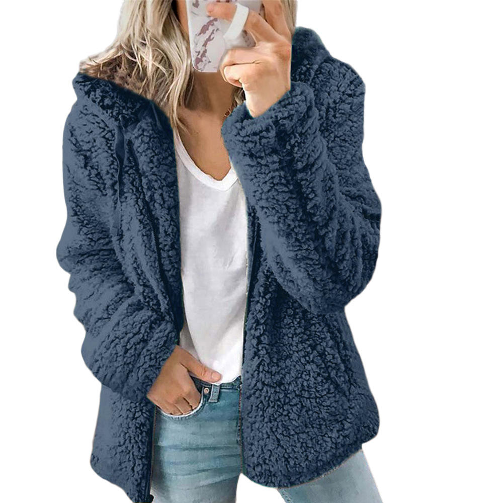 Glevato Women's Fashion | Elegant Bear Teddy Fur Coat: Soft Fleece Coat with Pockets and Zipper