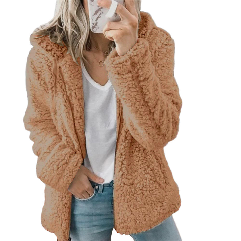 Glevato Women's Fashion | Elegant Bear Teddy Fur Coat: Soft Fleece Coat with Pockets and Zipper