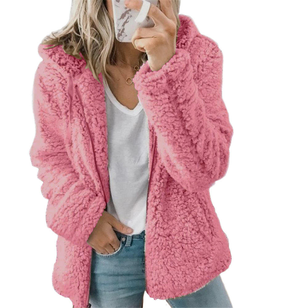Glevato Women's Fashion | Elegant Bear Teddy Fur Coat: Soft Fleece Coat with Pockets and Zipper