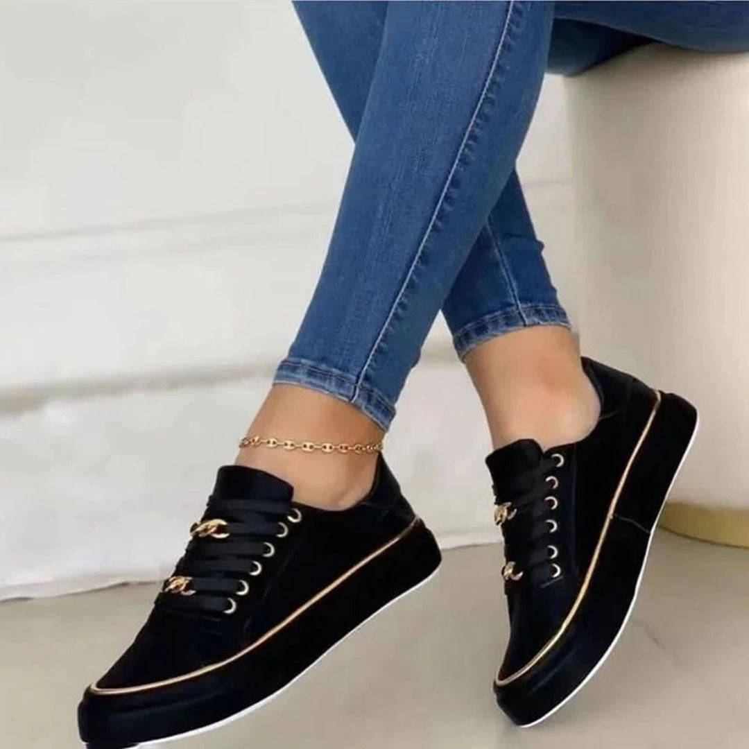 Glevato | Women's Fashion Sneakers with Gold Chain Detail