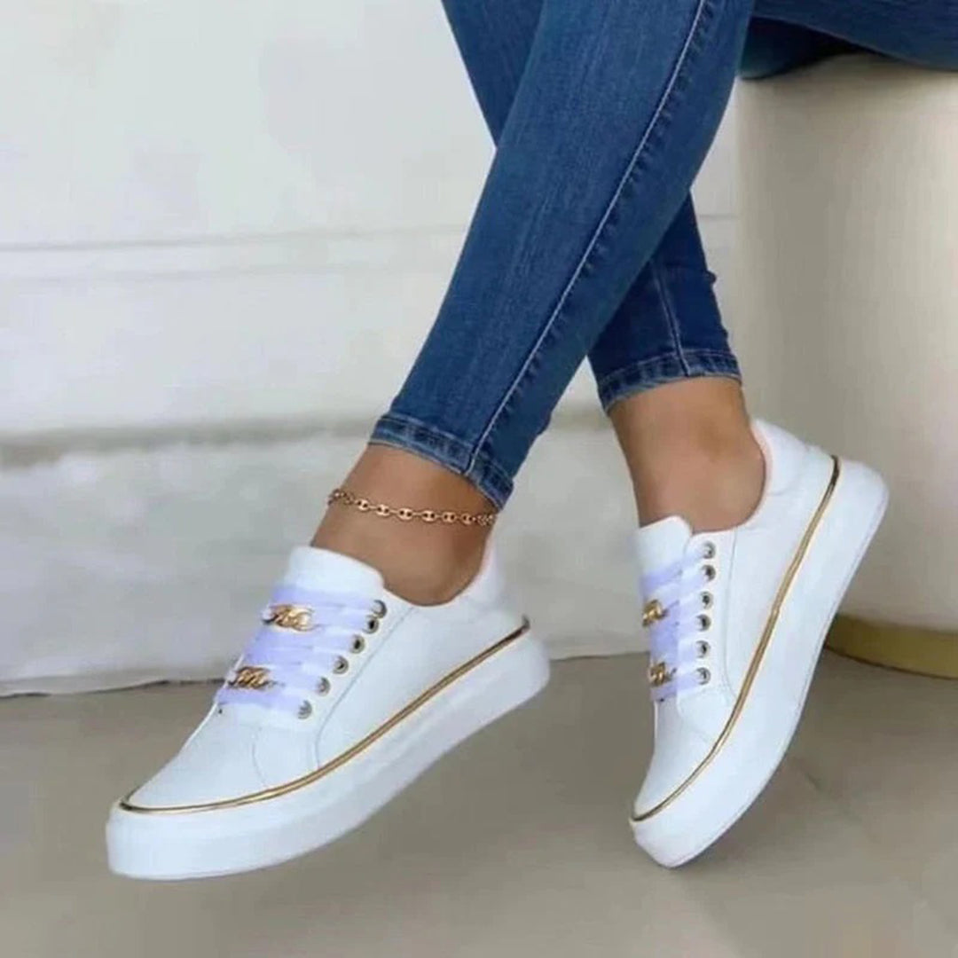 Glevato | Women's Fashion Sneakers with Gold Chain Detail