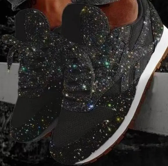 Glevato | Women's Glitter Lace-Up Sneakers