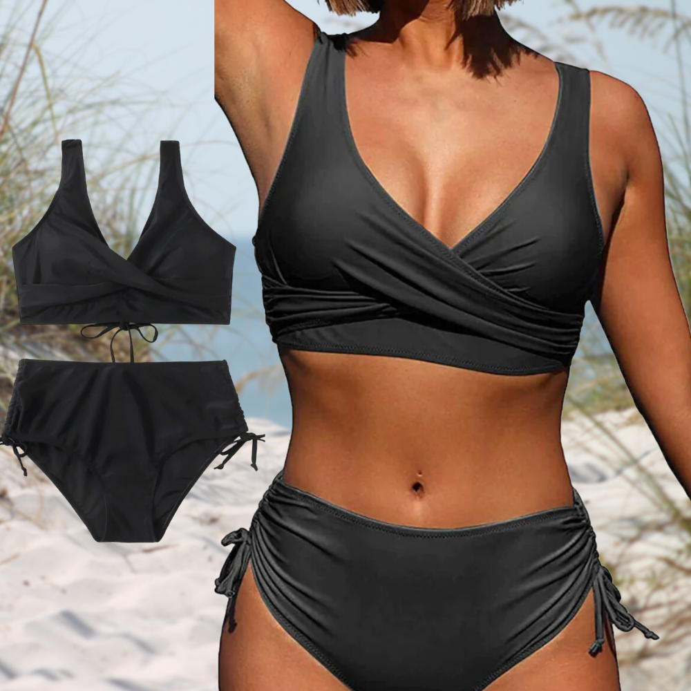 Glevato | Women's High Waist Bikini Set with Wrap Top