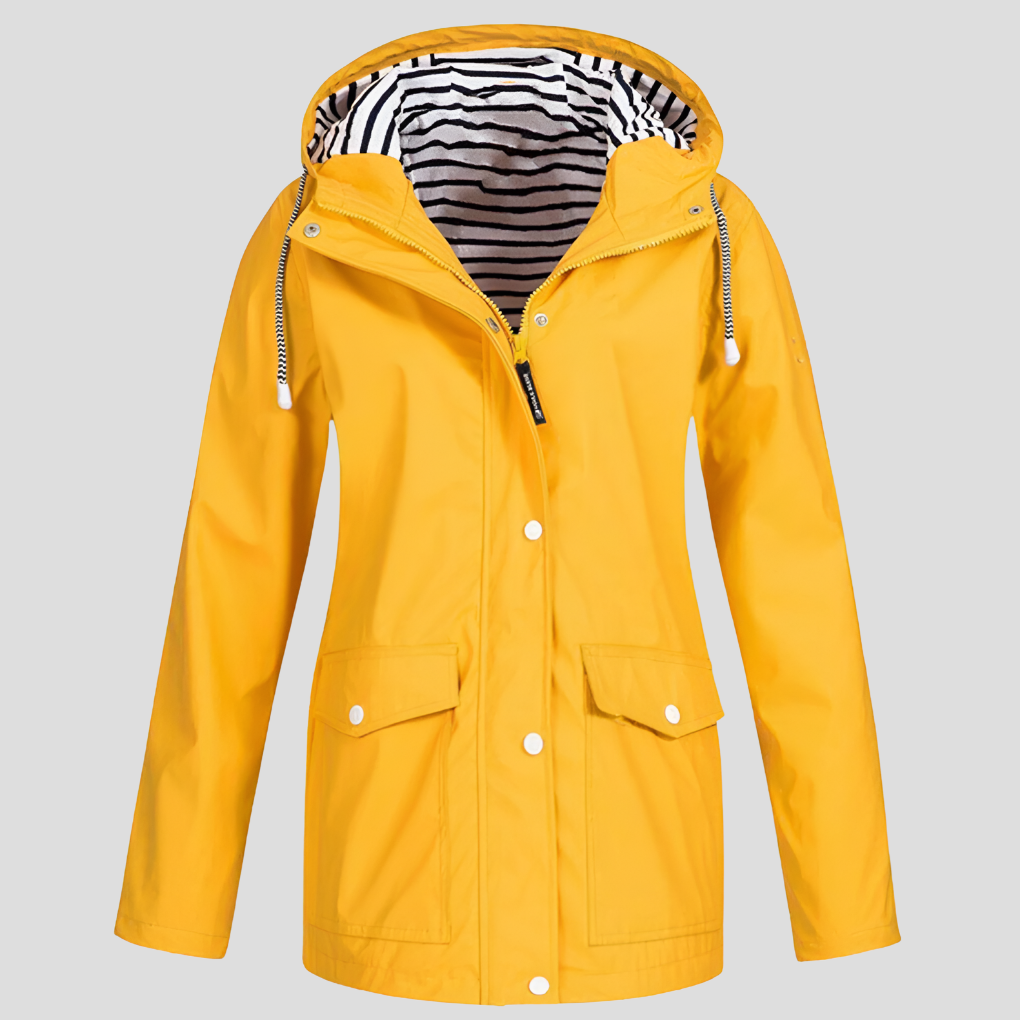 Glevato | Women's Hooded Rain Jacket with Drawcord