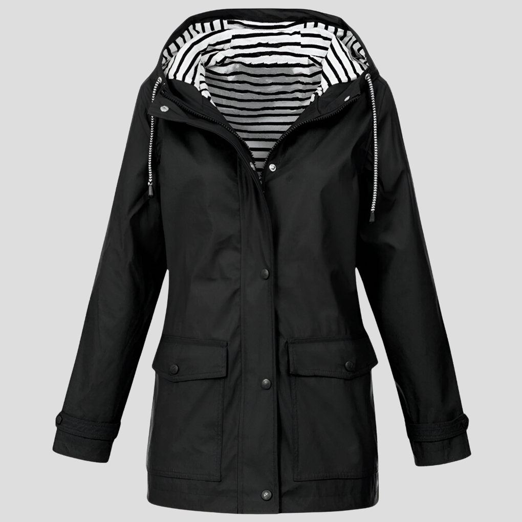 Glevato | Women's Hooded Rain Jacket with Drawcord