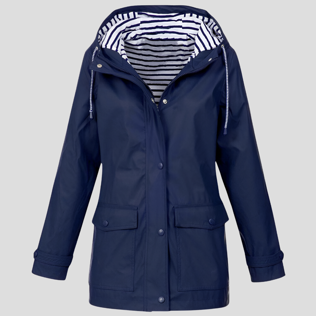 Glevato | Women's Hooded Rain Jacket with Drawcord