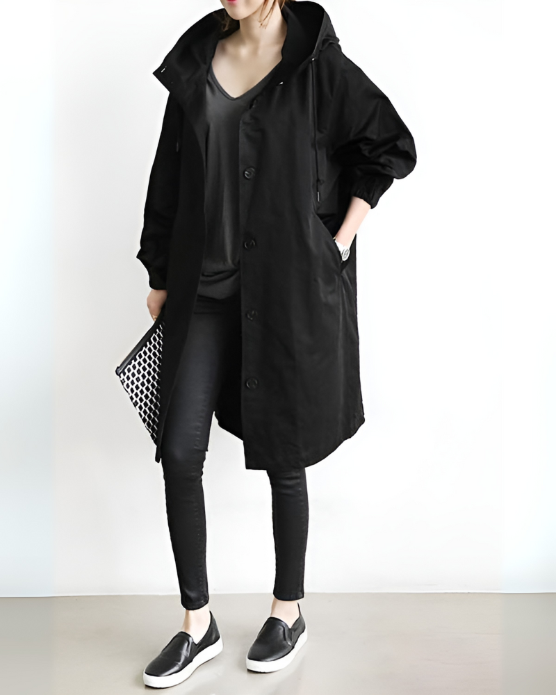 Glevato | Women's Hooded Trench Coat Loose Fit