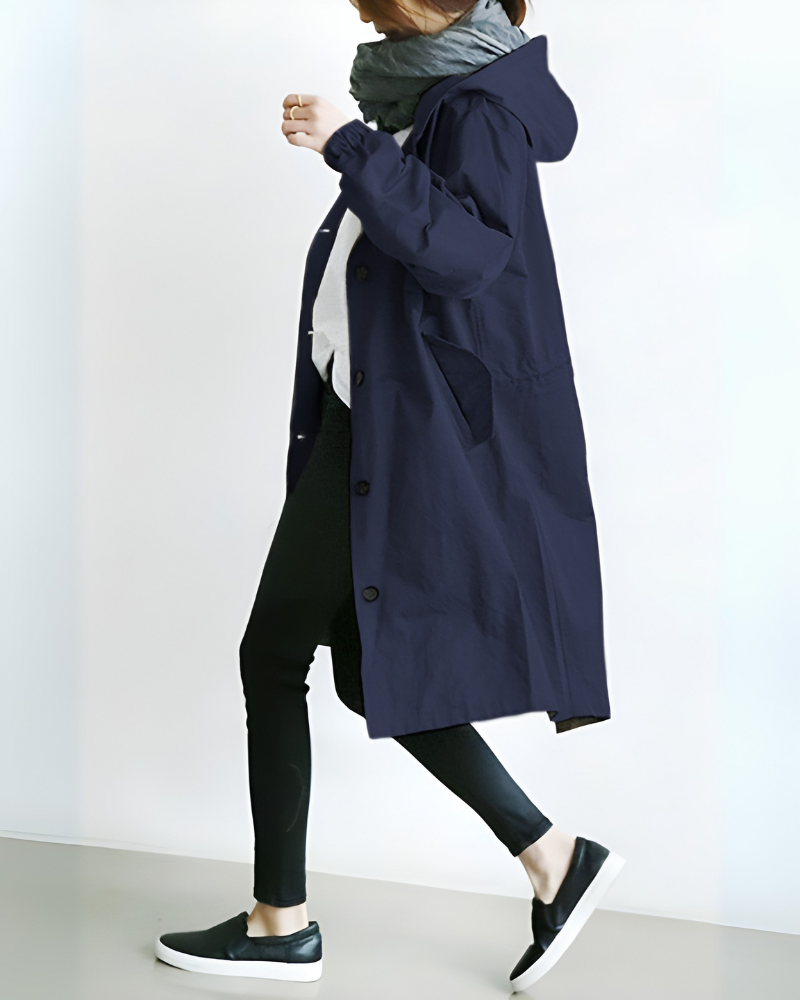 Glevato | Women's Hooded Trench Coat Loose Fit
