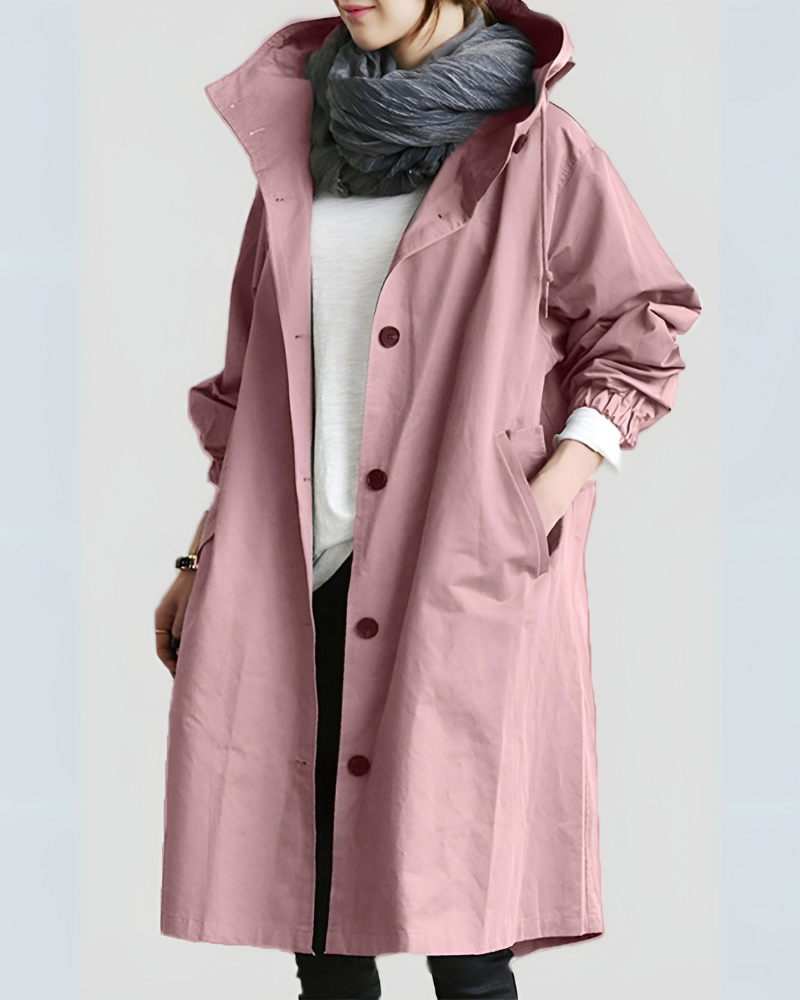 Glevato | Women's Hooded Trench Coat Loose Fit