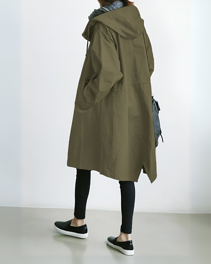 Glevato | Women's Hooded Trench Coat Loose Fit