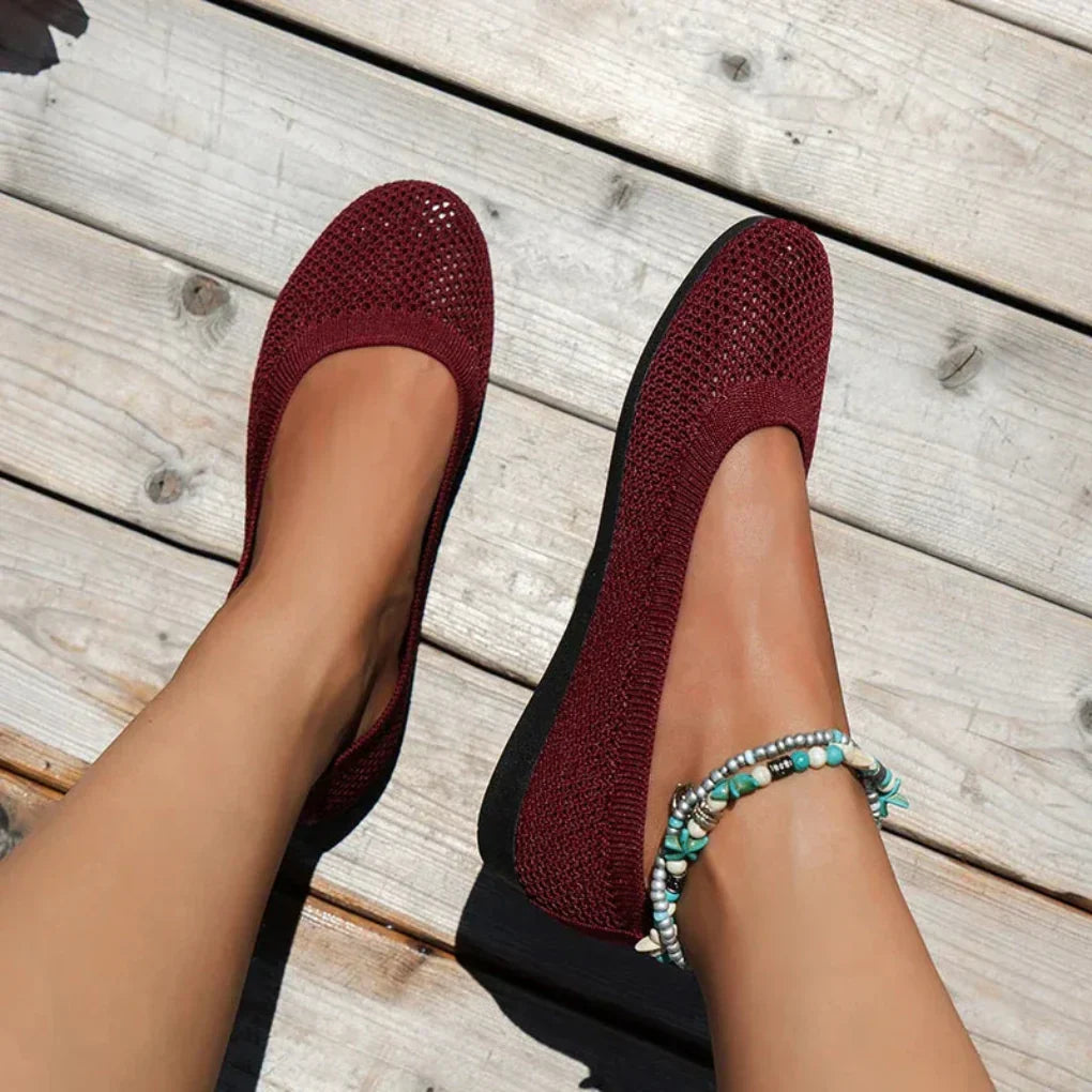 Glevato | Women's Knit Ballet Flats with Round Toe