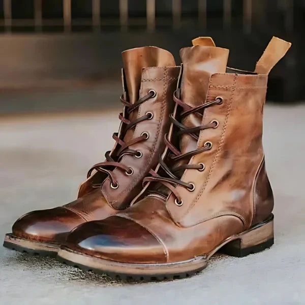 Glevato | Women's Lace-Up Cap Toe Boots