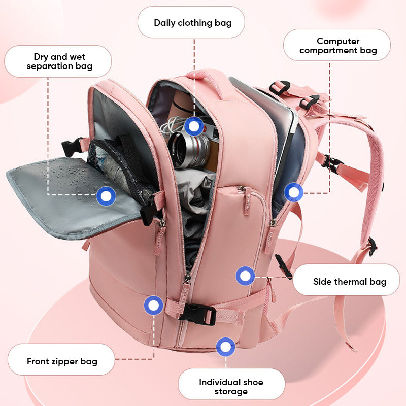 Glevato | Women's Large Waterproof Travel Backpack