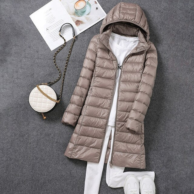 Glevato | Women's Long Down Puffer Jacket with Hood