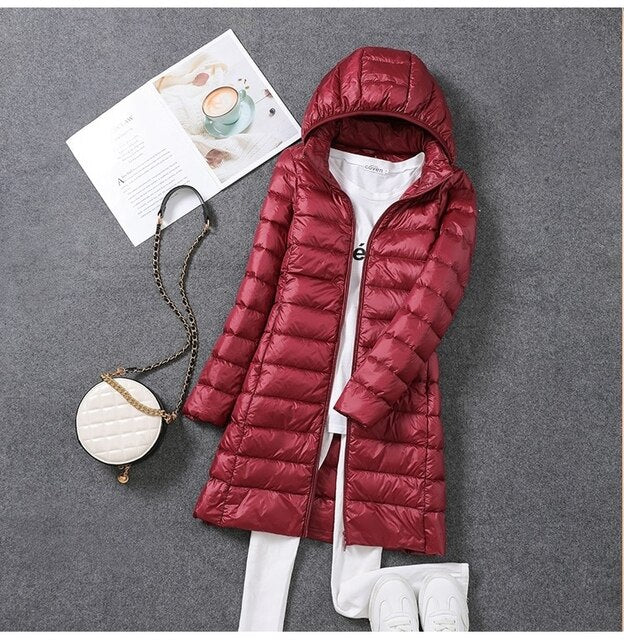 Glevato | Women's Long Down Puffer Jacket with Hood