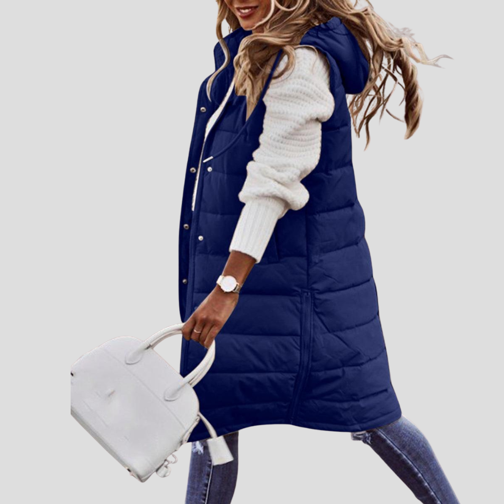 Glevato | Women's Long Puffer Vest with Hood