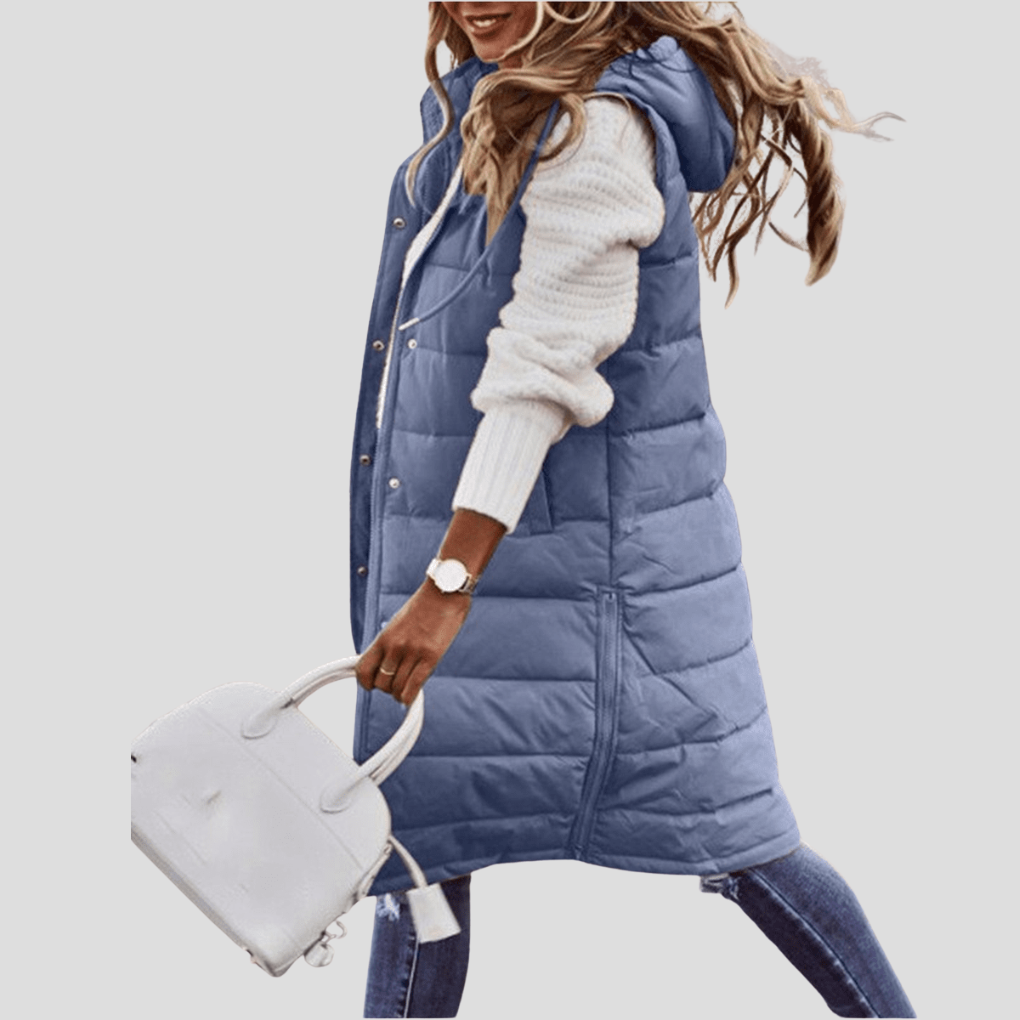 Glevato | Women's Long Puffer Vest with Hood