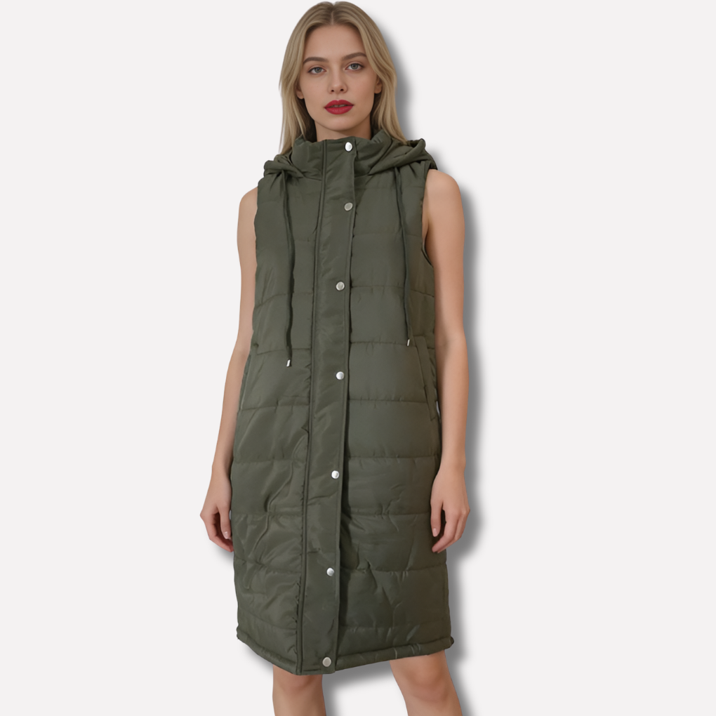 Glevato | Women's Long Puffer Vest with Hood
