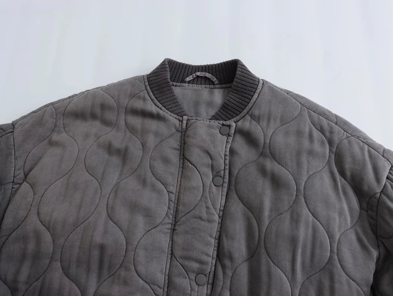 Glevato - Women's Loose-Fitting Gray Bomber Jacket