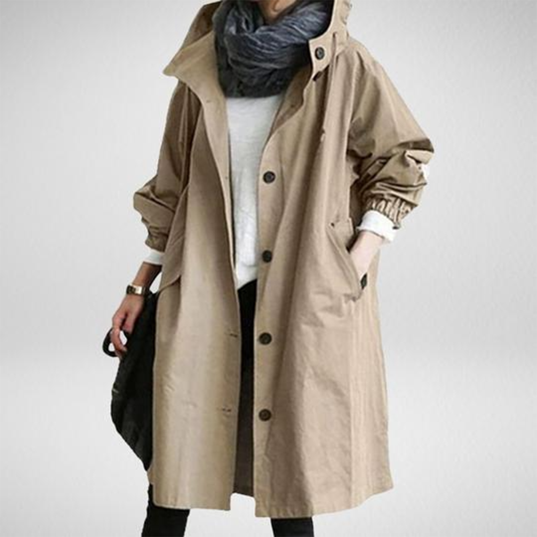 Glevato | Women's Mid-Length Raincoat with Hood