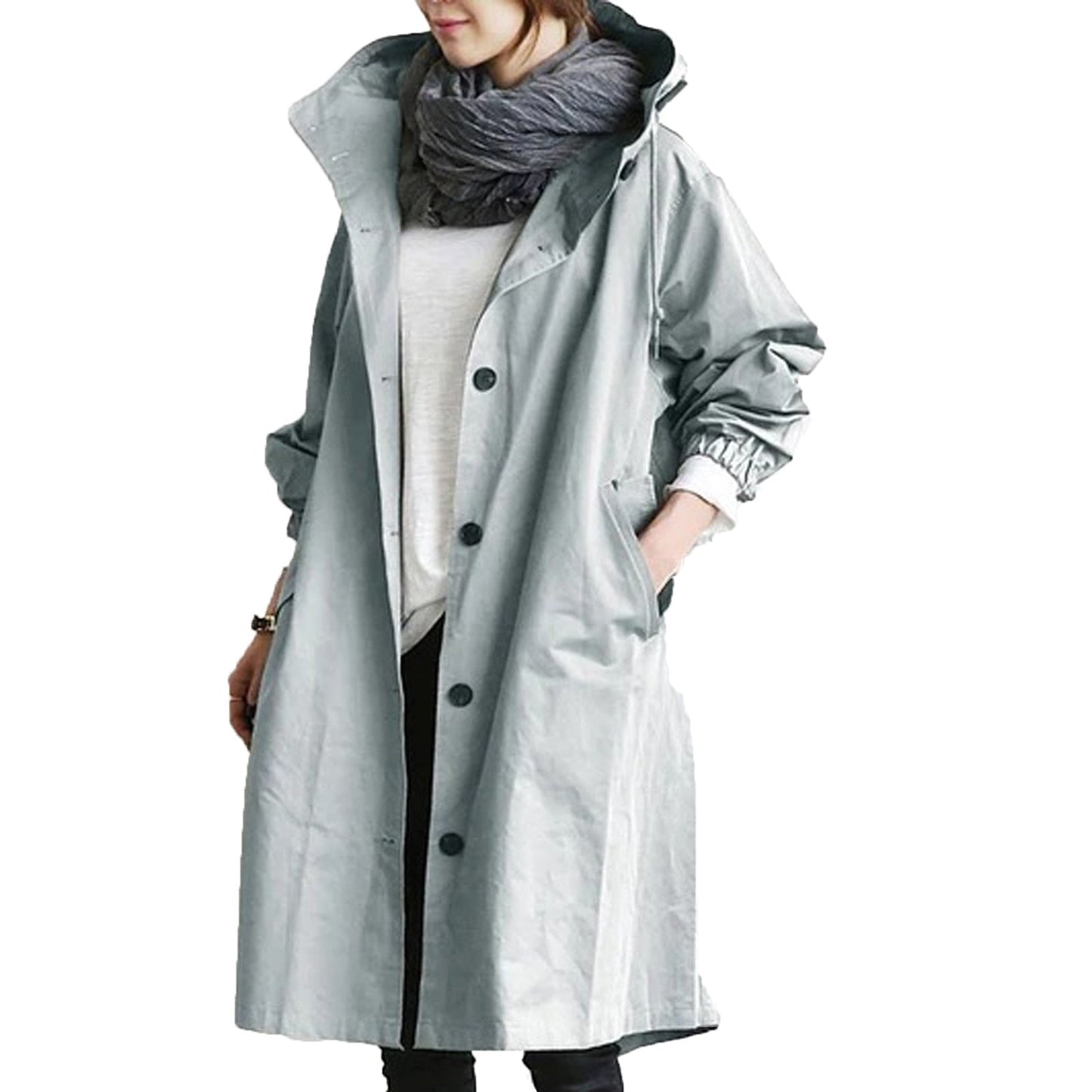 Glevato | Women's Mid-Length Raincoat with Hood