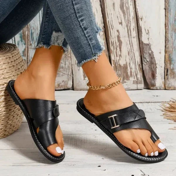 Glevato | Women's Orthopedic Hallux Valgus Correction Leather Sandals