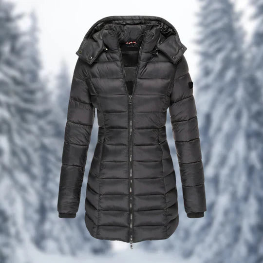 Glevato | Women's Padded Mid-Length Winter Coat with Hood