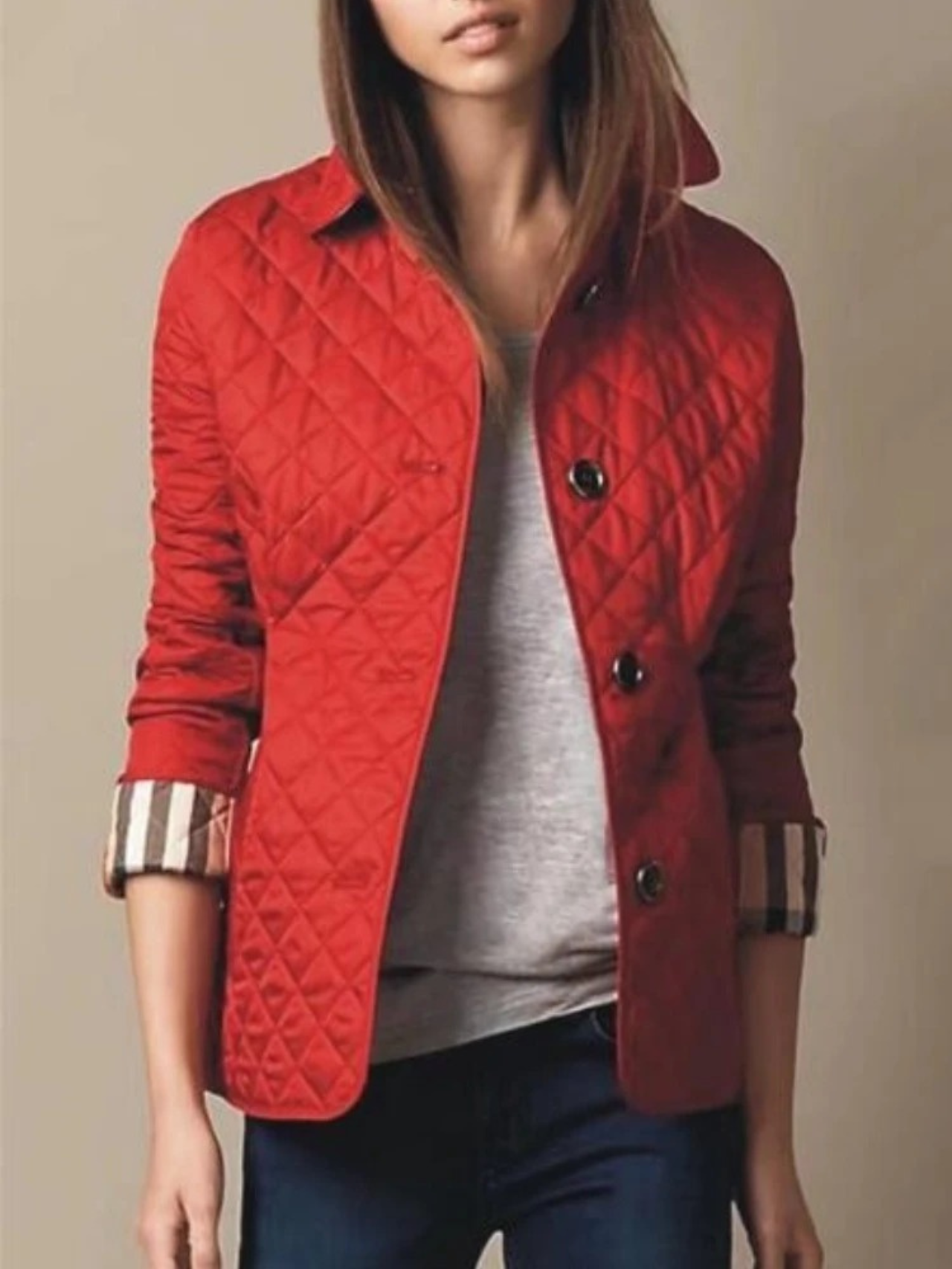 Glevato | Women's Quilted Jacket with Turned-Down Collar