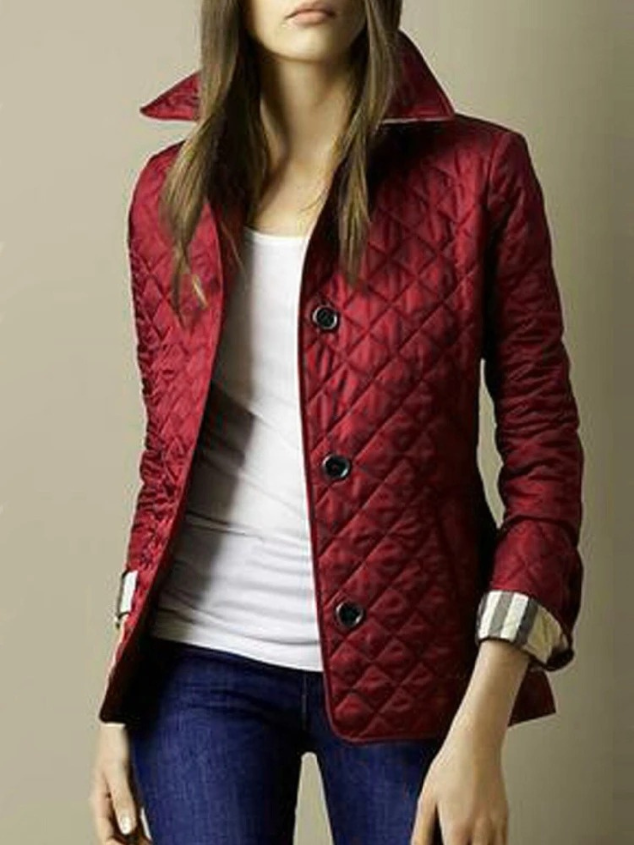 Glevato | Women's Quilted Jacket with Turned-Down Collar