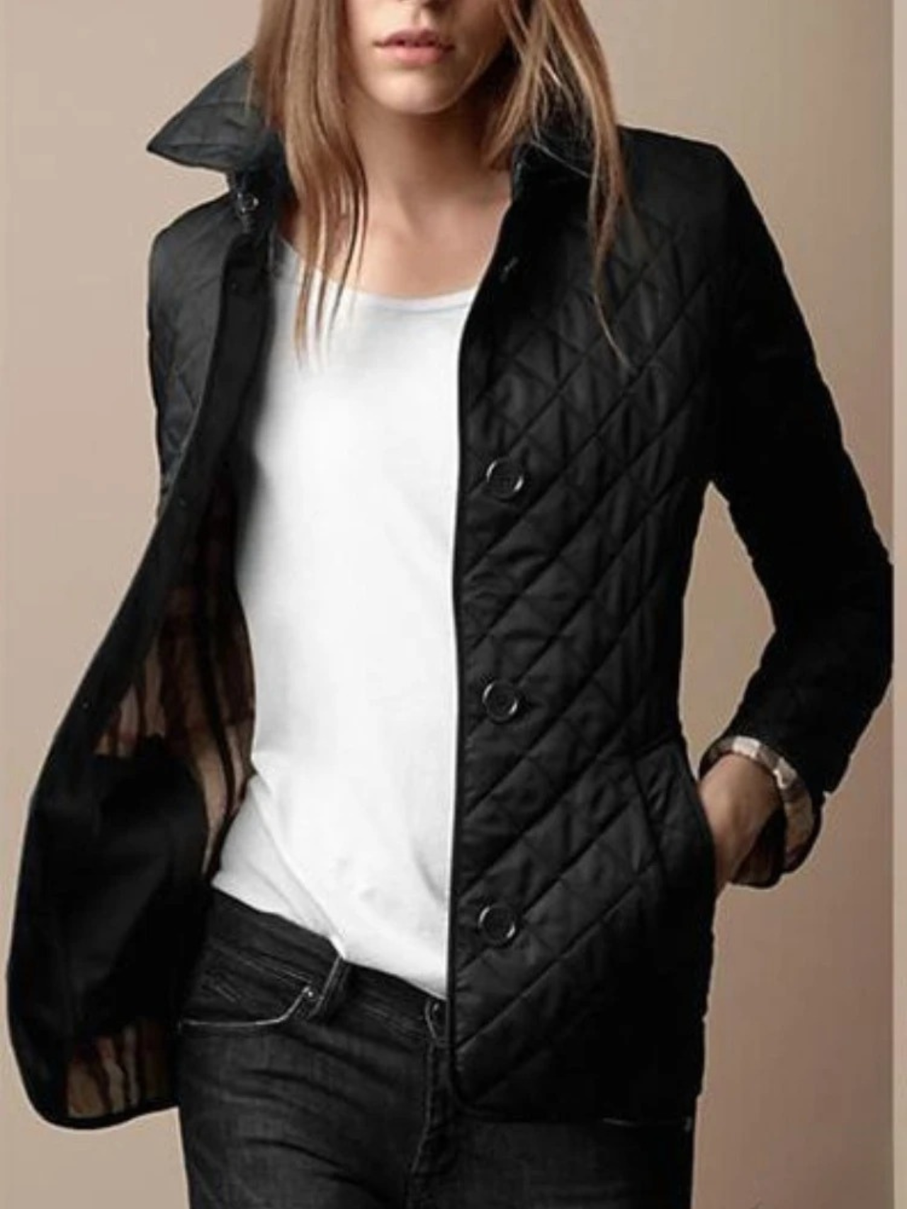Glevato | Women's Quilted Jacket with Turned-Down Collar