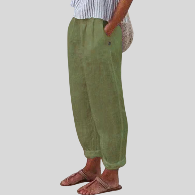 Glevato | Women's Relaxed Fit Rolled Hem Trousers