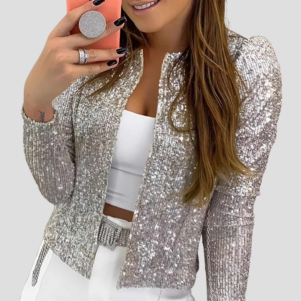 Glevato | Women's Sequin Cropped Jacket