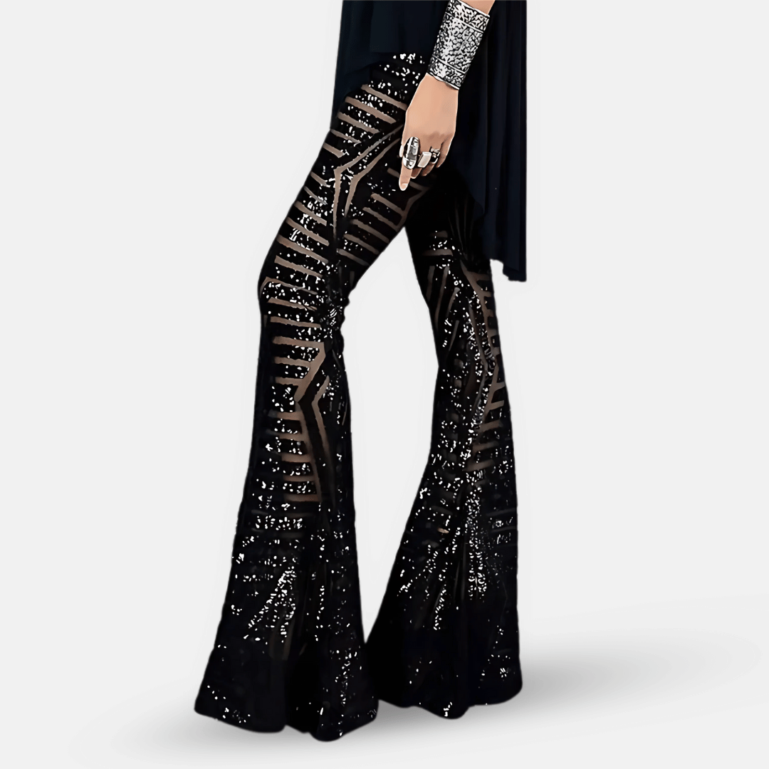 Glevato | Women's Sequin Flare Pants