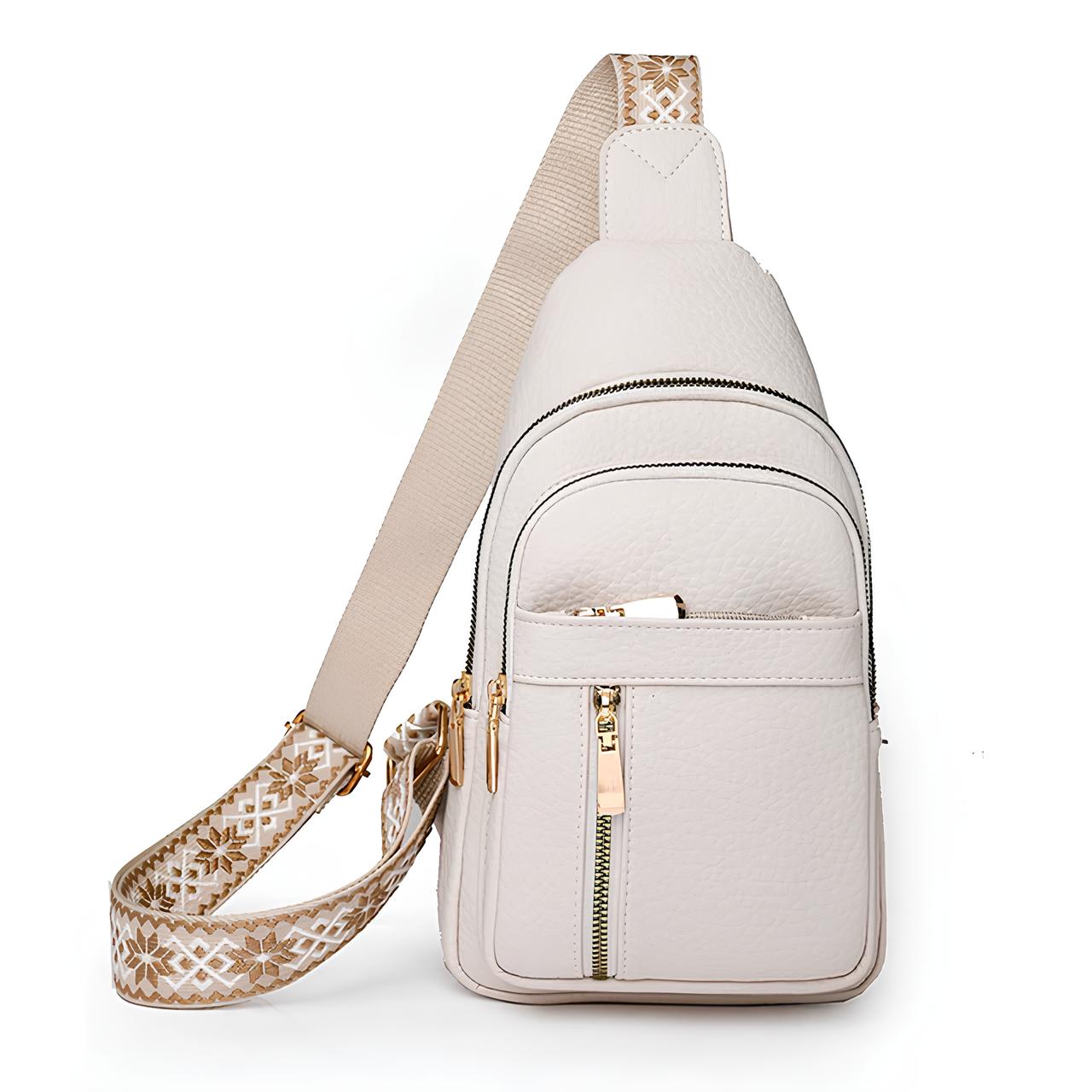 Glevato | Women's Sling Backpack with Patterned Strap