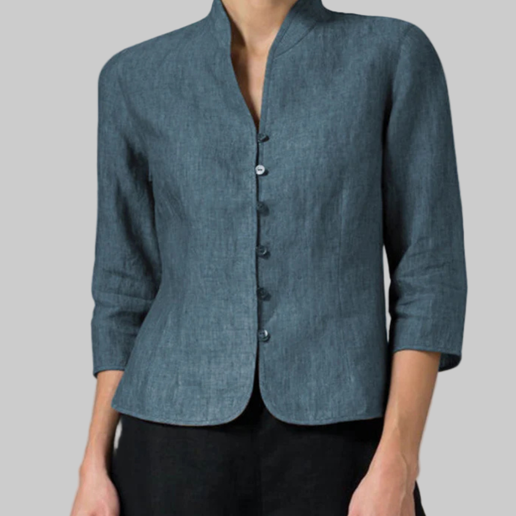 Glevato | Women's Stand Collar Button Blouse