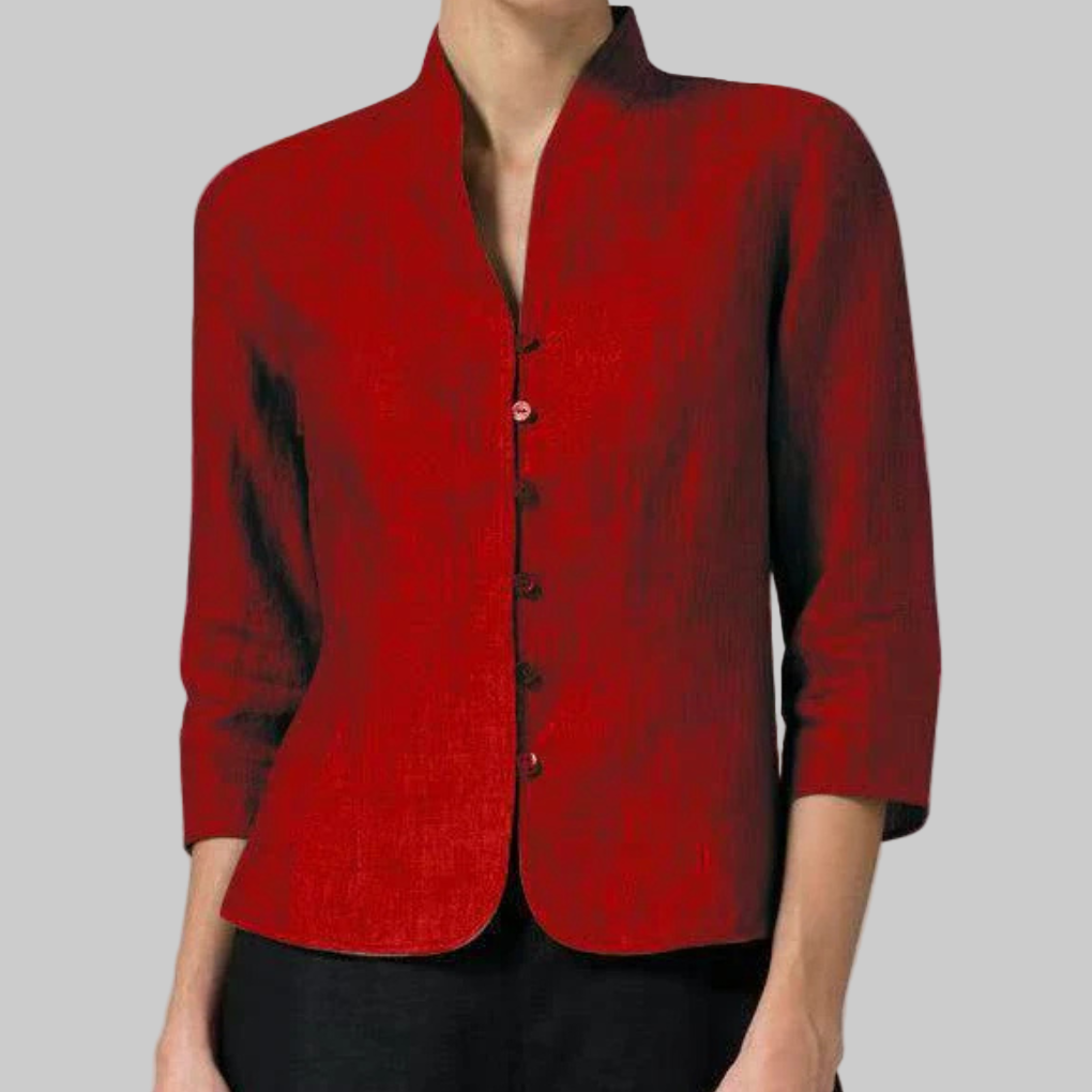 Glevato | Women's Stand Collar Button Blouse