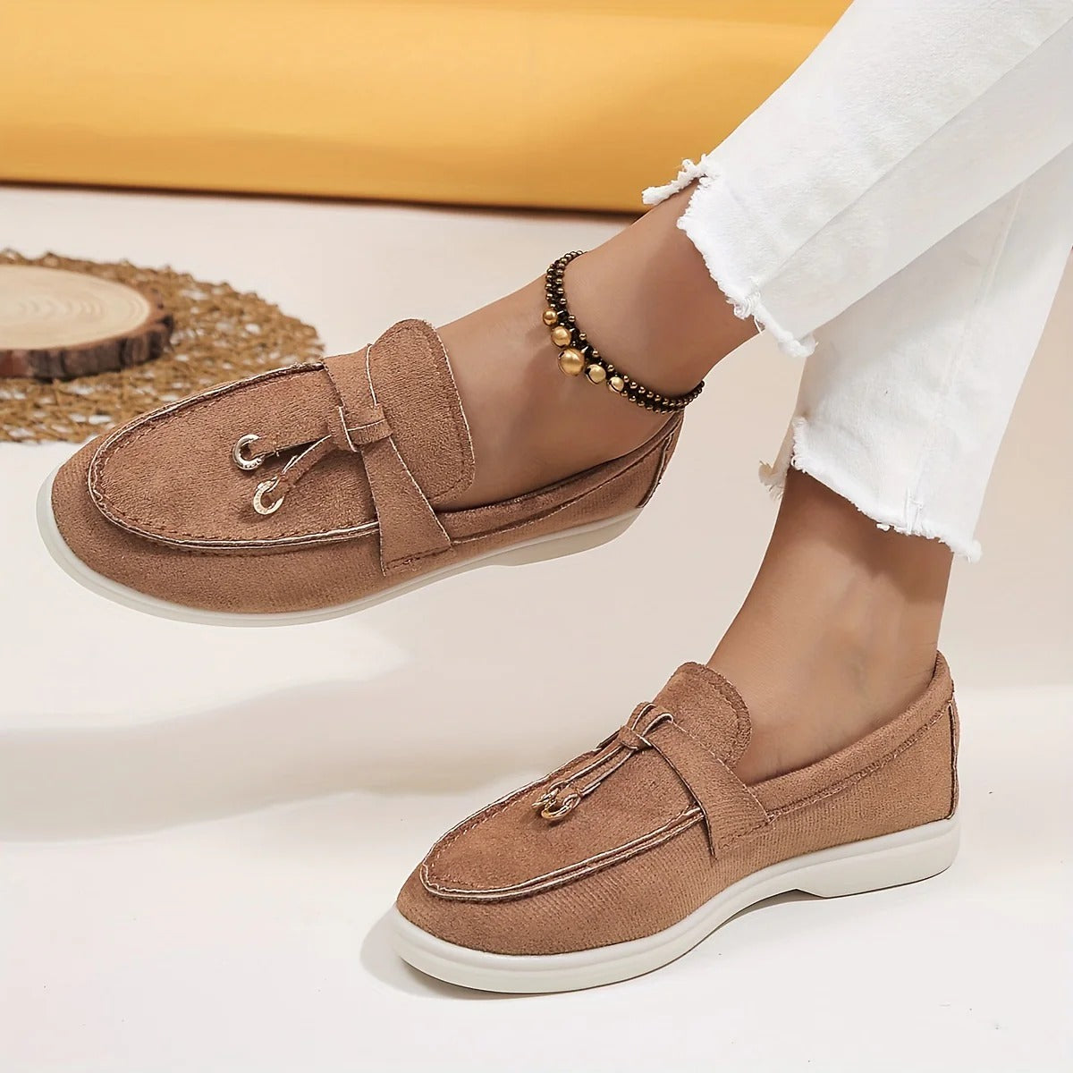 Glevato | Women's Suede Loafers with Tassel Detail