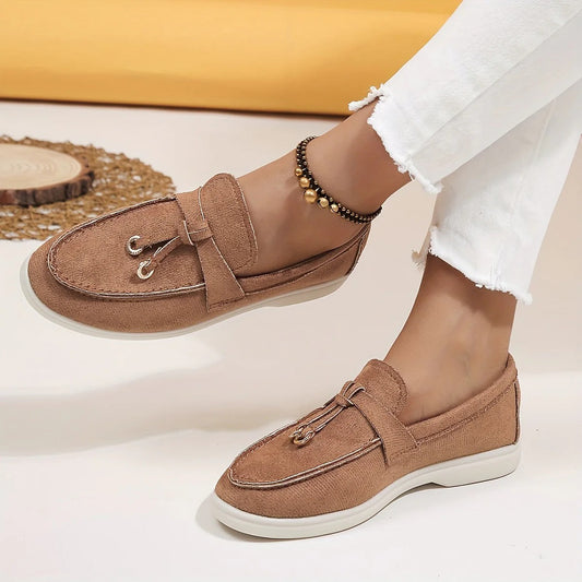 Glevato | Women's Suede Loafers with Tassel Detail